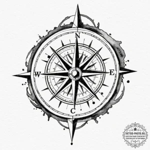 Tattoo sketch a minimalist compass with a hid... - эскиз тату (№1752787932_0, 17.07.2025 21:32) — tattoo-photo.ru