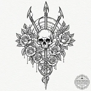 Tattoo sketch: a stylized depiction of veles'... - эскиз тату (№1752789452_0, 17.07.2025 21:57) — tattoo-photo.ru