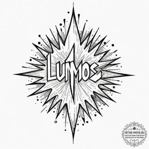 A minimalist tattoo of the "lumos" spell, wit... - эскиз тату (№1752790175_0, 17.07.2025 22:09) — tattoo-photo.ru