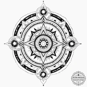 Tattoo design: a geometric mandala incorporat... - эскиз тату (№1752790494_0, 17.07.2025 22:14) — tattoo-photo.ru