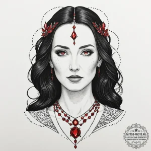 A neo-traditional tattoo of melisandre, the r... - эскиз тату (№1752791289_0, 17.07.2025 22:28) — tattoo-photo.ru
