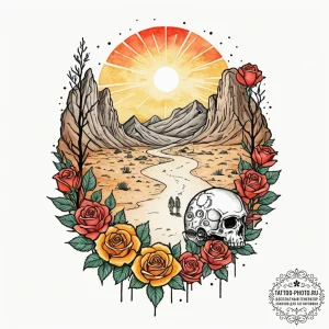 44. watercolor tattoo design of the binary su... - эскиз тату (№1752791528_0, 17.07.2025 22:32) — tattoo-photo.ru