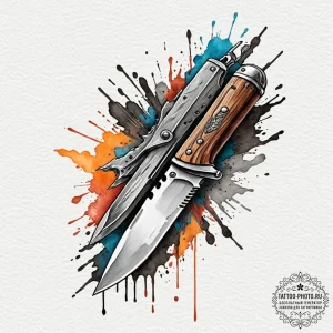 Tattoo design a classic, rugged pocket knife,... - эскиз тату (№1752792164_0, 17.07.2025 22:42) — tattoo-photo.ru