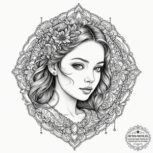 Child's portrait, concept art for tattoo, on... - эскиз тату (№1752792242_0, 17.07.2025 22:44) — tattoo-photo.ru