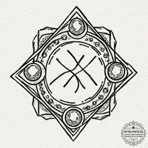 A linework tattoo of the four elemental stone... - эскиз тату (№1752792881_0, 17.07.2025 22:54) — tattoo-photo.ru