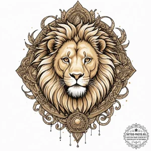 Tattoo sketch a leo lion as a protector of fo... - эскиз тату (№1752793434_0, 17.07.2025 23:03) — tattoo-photo.ru