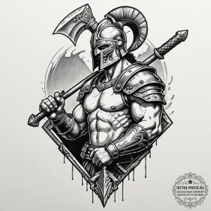 Tattoo design a gladiator's armored arm with... - эскиз тату (№1752793753_0, 17.07.2025 23:09) — tattoo-photo.ru