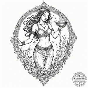 Tattoo sketch aquarius's water-bearer, a myth... - эскиз тату (№1752793833_0, 17.07.2025 23:10) — tattoo-photo.ru