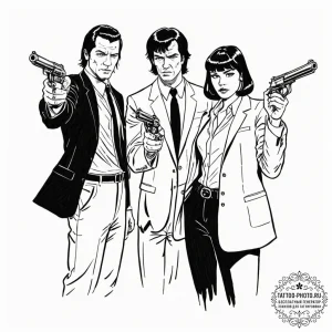 A graphic novel panel of jules and vincent fr... - эскиз тату (№1752794070_0, 17.07.2025 23:14) — tattoo-photo.ru