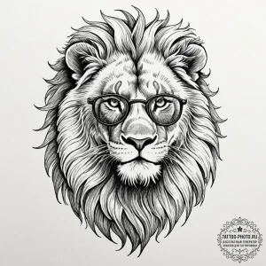 Tattoo sketch a leo lion wearing sunglasses,... - эскиз тату (№1752794710_0, 17.07.2025 23:25) — tattoo-photo.ru