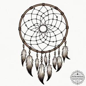 Dreamcatcher, tattoo sketch design, muted col… — эскиз тату (№1752795583_0, 17.07.2025 23:39) — tattoo-photo.ru