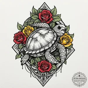 Turtle, tattoo drawing outline, on a clean wh… — эскиз тату (№1752795820_0, 17.07.2025 23:43) — tattoo-photo.ru