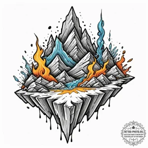 Tattoo sketch a solid, unyielding rock agains… — эскиз тату (№1752795980_0, 17.07.2025 23:46) — tattoo-photo.ru