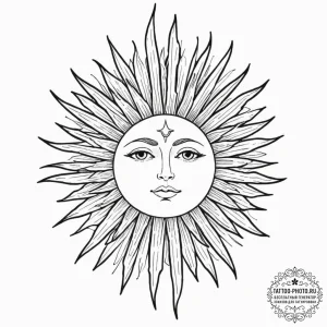 Tattoo design a stylized depiction of «the su… — эскиз тату (№1752796307_0, 17.07.2025 23:51) — tattoo-photo.ru