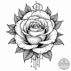 Tattoo sketch a full blooming rose in waterco… — эскиз тату (№1752797025_0, 18.07.2025 00:03) — tattoo-photo.ru