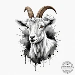 Goat, ink illustration for tattoo, black and… — эскиз тату (№1752797264_0, 18.07.2025 00:07) — tattoo-photo.ru