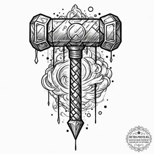 Thor's hammer, tattoo flash sheet design, bla... - эскиз тату (№1752832789_0, 18.07.2025 09:59) — tattoo-photo.ru