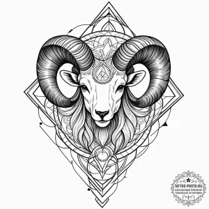 Tattoo sketch an aries ram's head with subtle... - эскиз тату (№1752833109_0, 18.07.2025 10:05) — tattoo-photo.ru