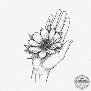 Tattoo sketch: a close-up of marzanna's hand,... - эскиз тату (№1752834071_0, 18.07.2025 10:21) — tattoo-photo.ru