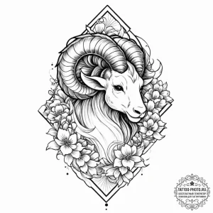Tattoo sketch an aries ram's head, half reali... - эскиз тату (№1752834323_0, 18.07.2025 10:25) — tattoo-photo.ru
