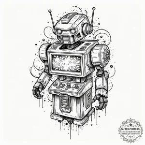Tattoo design a classic arcade machine transf... - эскиз тату (№1752834557_0, 18.07.2025 10:29) — tattoo-photo.ru