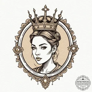 Tattoo design 'player 1' with a crown above i... - эскиз тату (№1752835026_0, 18.07.2025 10:37) — tattoo-photo.ru