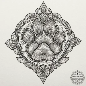 Paw, artistic tattoo sketch, neo traditional... - эскиз тату (№1752835262_0, 18.07.2025 10:41) — tattoo-photo.ru