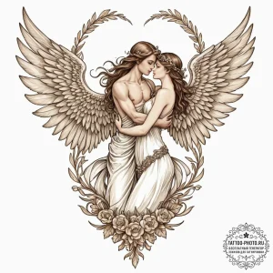 Tattoo sketch an angel's wing on each partner... - эскиз тату (№1752835887_0, 18.07.2025 10:51) — tattoo-photo.ru