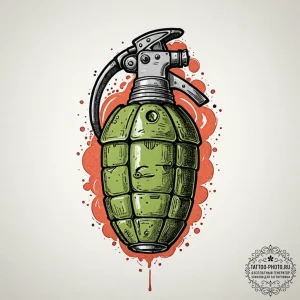 Grenade, tattoo sketch design, on a clean whi... - эскиз тату (№1752836123_0, 18.07.2025 10:55) — tattoo-photo.ru