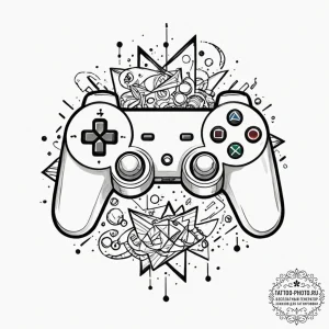 Tattoo sketch a deconstructed game controller... - эскиз тату (№1752837140_0, 18.07.2025 11:12) — tattoo-photo.ru