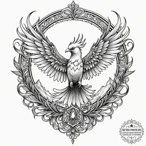 Firebird, tattoo sketch design, on a clean wh... - эскиз тату (№1752839373_0, 18.07.2025 11:49) — tattoo-photo.ru