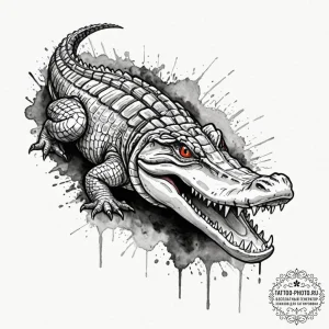 Tattoo sketch a powerful crocodile or alligat... - эскиз тату (№1752839555_0, 18.07.2025 11:52) — tattoo-photo.ru