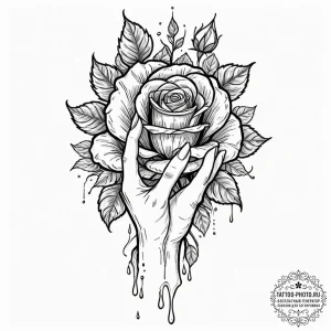 A hand reaching out to touch the surface of w... - эскиз тату (№1752839935_0, 18.07.2025 11:58) — tattoo-photo.ru