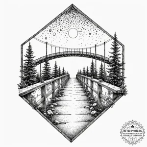 Tattoo design a sturdy bridge, symbolizing ov... - эскиз тату (№1752843625_0, 18.07.2025 13:00) — tattoo-photo.ru