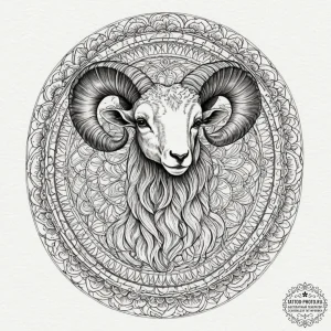 Tattoo sketch an aries ram with mars' glyph e... - эскиз тату (№1752844115_0, 18.07.2025 13:08) — tattoo-photo.ru