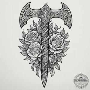 Tattoo sketch a detailed and menacing viking... - эскиз тату (№1752845191_0, 18.07.2025 13:26) — tattoo-photo.ru