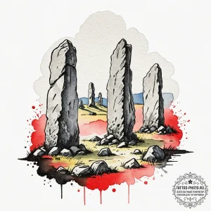 A linework tattoo of the standing stones at c... - эскиз тату (№1752845275_0, 18.07.2025 13:27) — tattoo-photo.ru