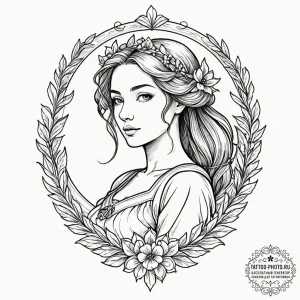 Tattoo design a virgo maiden, depicted in a d... - эскиз тату (№1752846367_0, 18.07.2025 13:46) — tattoo-photo.ru