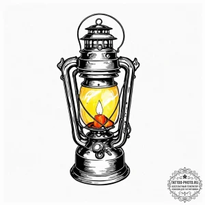 Tattoo sketch a vintage lantern casting a war... - эскиз тату (№1752846867_0, 18.07.2025 13:54) — tattoo-photo.ru