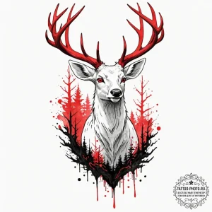 A watercolor tattoo of the forest spirit's de... - эскиз тату (№1752847034_0, 18.07.2025 13:57) — tattoo-photo.ru