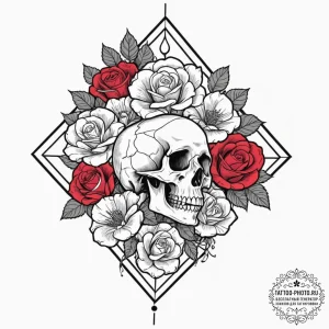 Tattoo design a minimalist geometric flower.,... - эскиз тату (№1752847117_0, 18.07.2025 13:58) — tattoo-photo.ru
