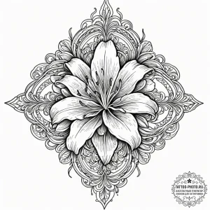Lily, concept art for tattoo, ornamental tatt... - эскиз тату (№1752850068_0, 18.07.2025 14:47) — tattoo-photo.ru