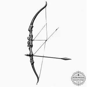 Tattoo sketch a traditional archery bow, unst... - эскиз тату (№1752851169_0, 18.07.2025 15:06) — tattoo-photo.ru