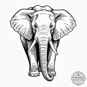 Tattoo design a powerful elephant, tusks out,... - эскиз тату (№1752853531_0, 18.07.2025 15:45) — tattoo-photo.ru