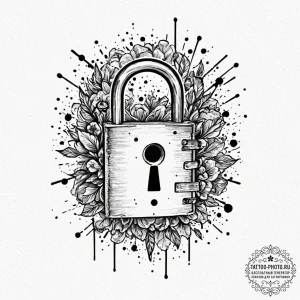 Tattoo design a padlock with a date engraved... - эскиз тату (№1752853963_0, 18.07.2025 15:52) — tattoo-photo.ru