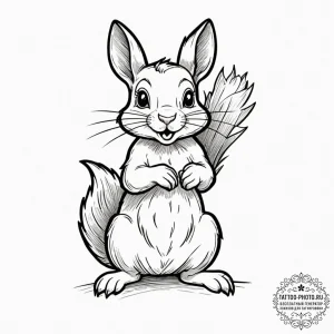 Tattoo design a whimsical squirrel or rabbit,... - эскиз тату (№1752856258_0, 18.07.2025 16:30) — tattoo-photo.ru
