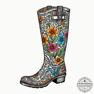 Tattoo sketch a pair of wellington boots, sug... - эскиз тату (№1752857101_0, 18.07.2025 16:45) — tattoo-photo.ru