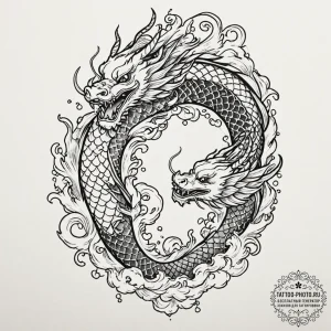 Angel and demon, tattoo line art, on a clean... - эскиз тату (№1752857360_0, 18.07.2025 16:49) — tattoo-photo.ru