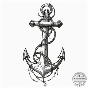 Anchor, concept art for tattoo, linework tatt... - эскиз тату (№1752860966_0, 18.07.2025 17:49) — tattoo-photo.ru
