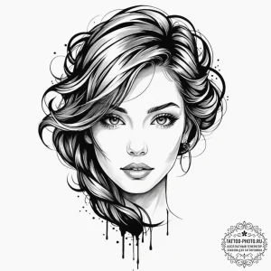 Tattoo sketch 'headshot' in a stylized, impac... - эскиз тату (№1752861647_0, 18.07.2025 18:00) — tattoo-photo.ru